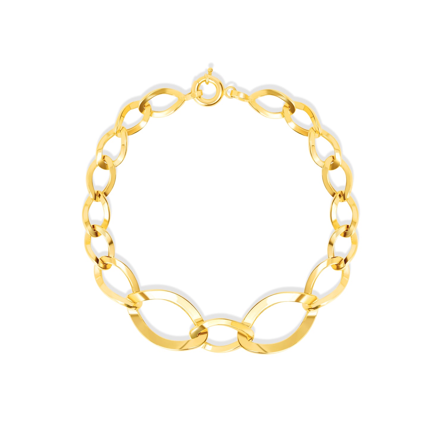 18K Pure Gold Oval Linked Bracelet