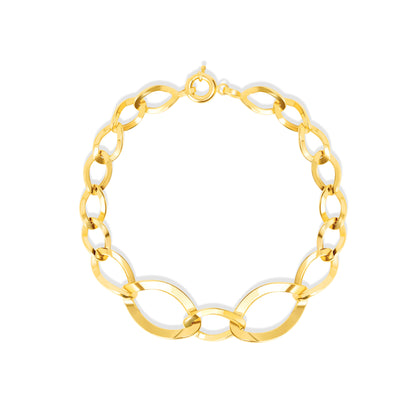 18K Pure Gold Oval Linked Bracelet