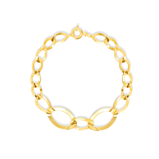 18K Pure Gold Oval Linked Bracelet