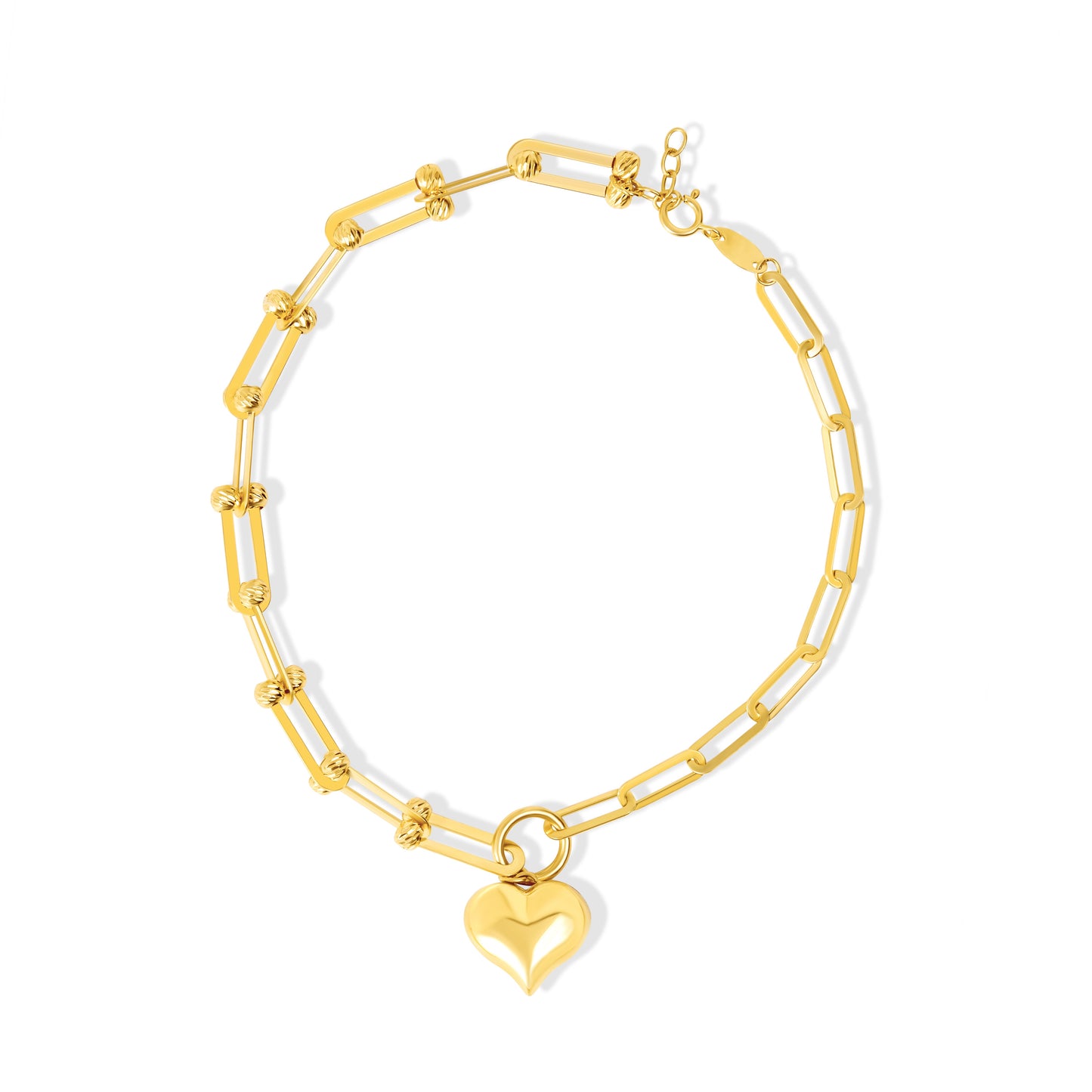 18K Pure Gold U-Linked Heart Bracelet