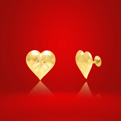 18K Pure Gold Heart Screw Jewelry Set