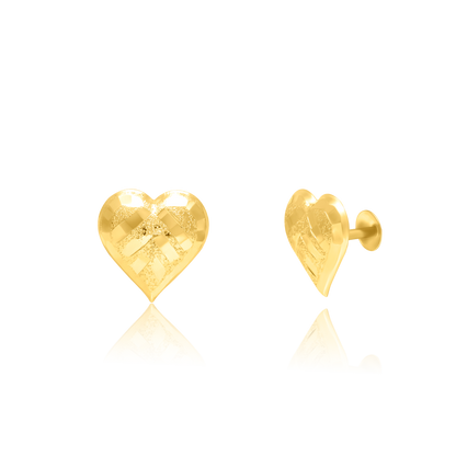 18K Pure Gold Heart Screw Jewelry Set