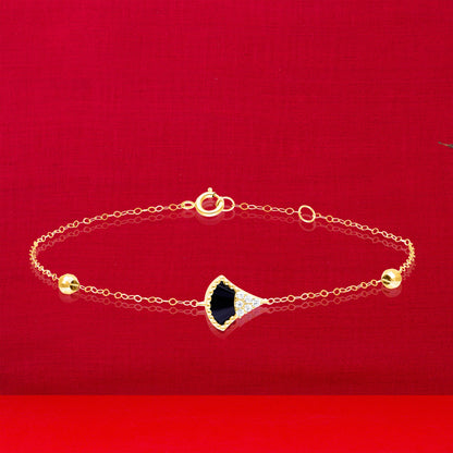 18K Pure Gold Black Stone Seed Bracelet