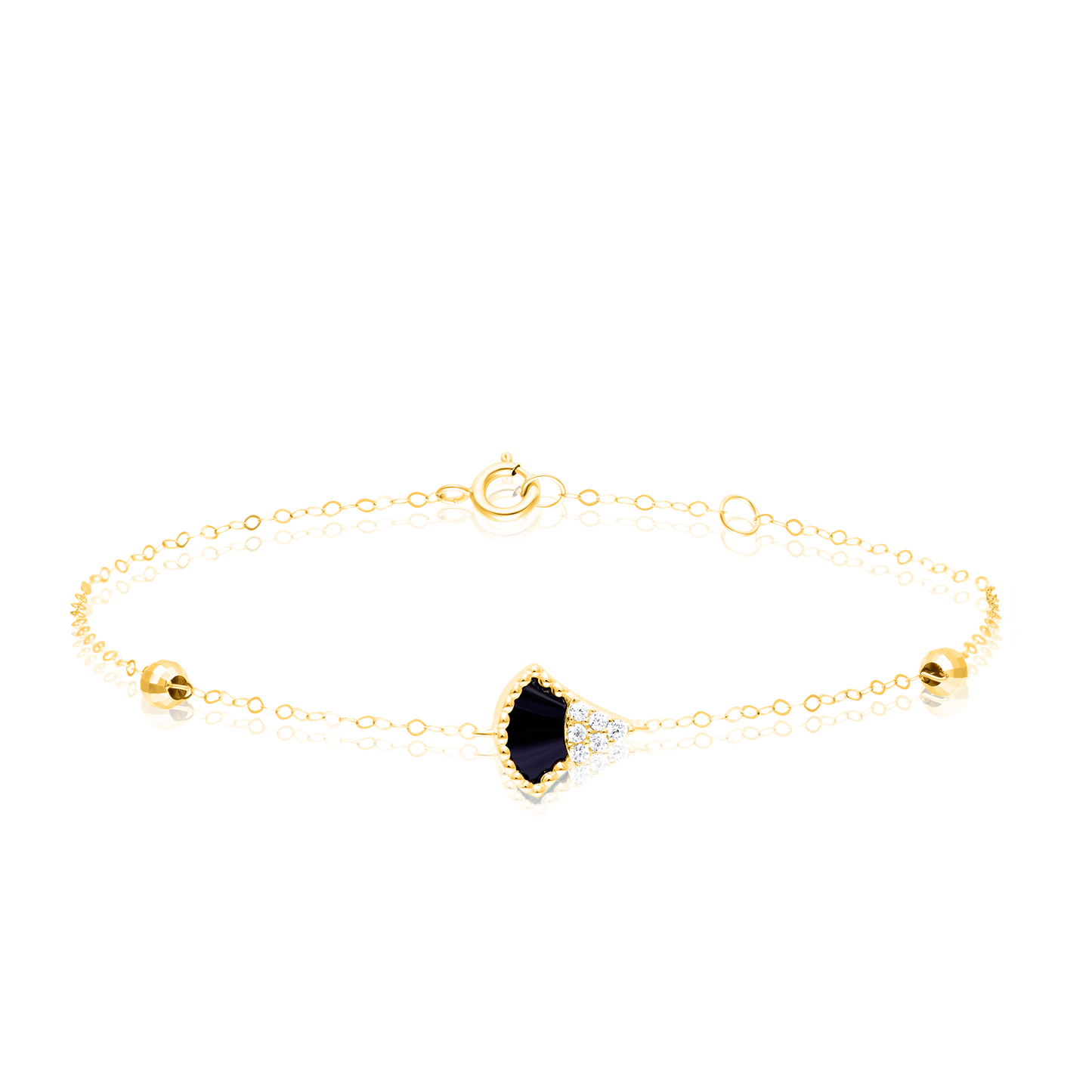 18K Pure Gold Black Stone Seed Bracelet