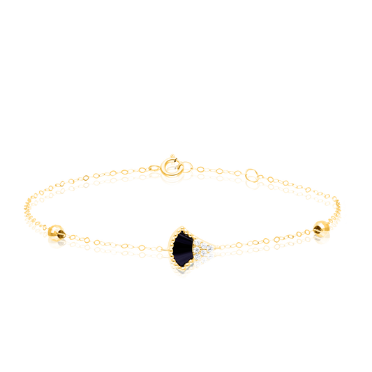 18K Pure Gold Black Stone Seed Bracelet