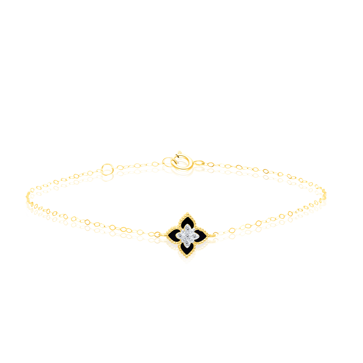 18K Pure Gold Black Flower Jewelry Set