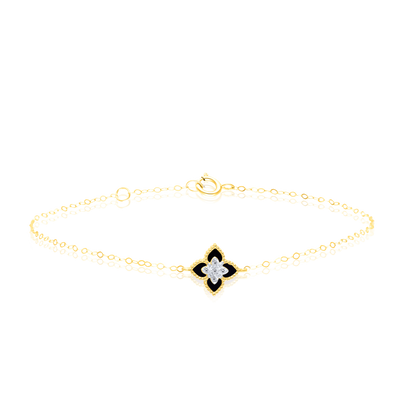 18K Pure Gold Black Flower Jewelry Set