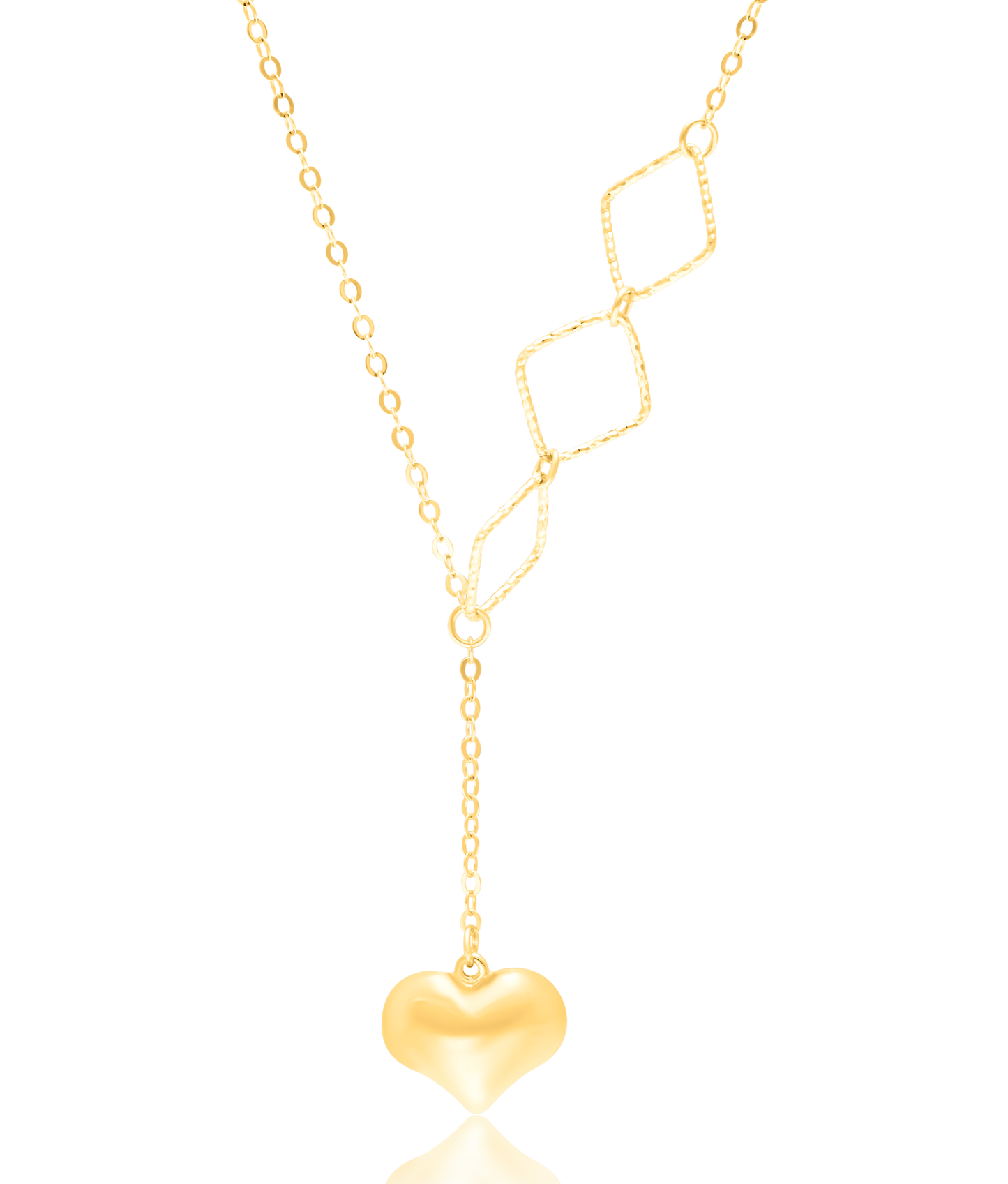18K Pure Gold Hanging Heart Necklace