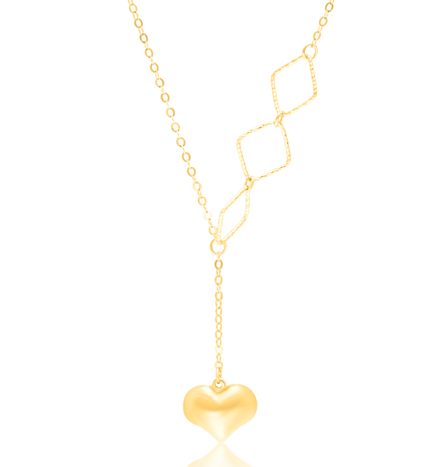18K Pure Gold Hanging Heart Necklace