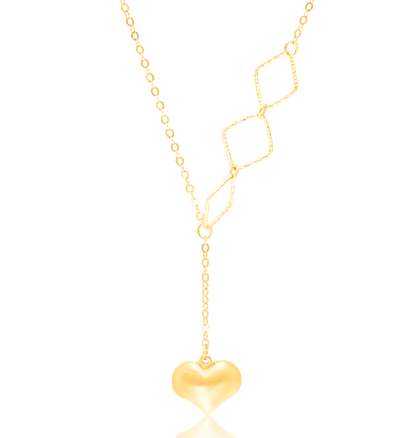 18K Pure Gold Hanging Heart Necklace