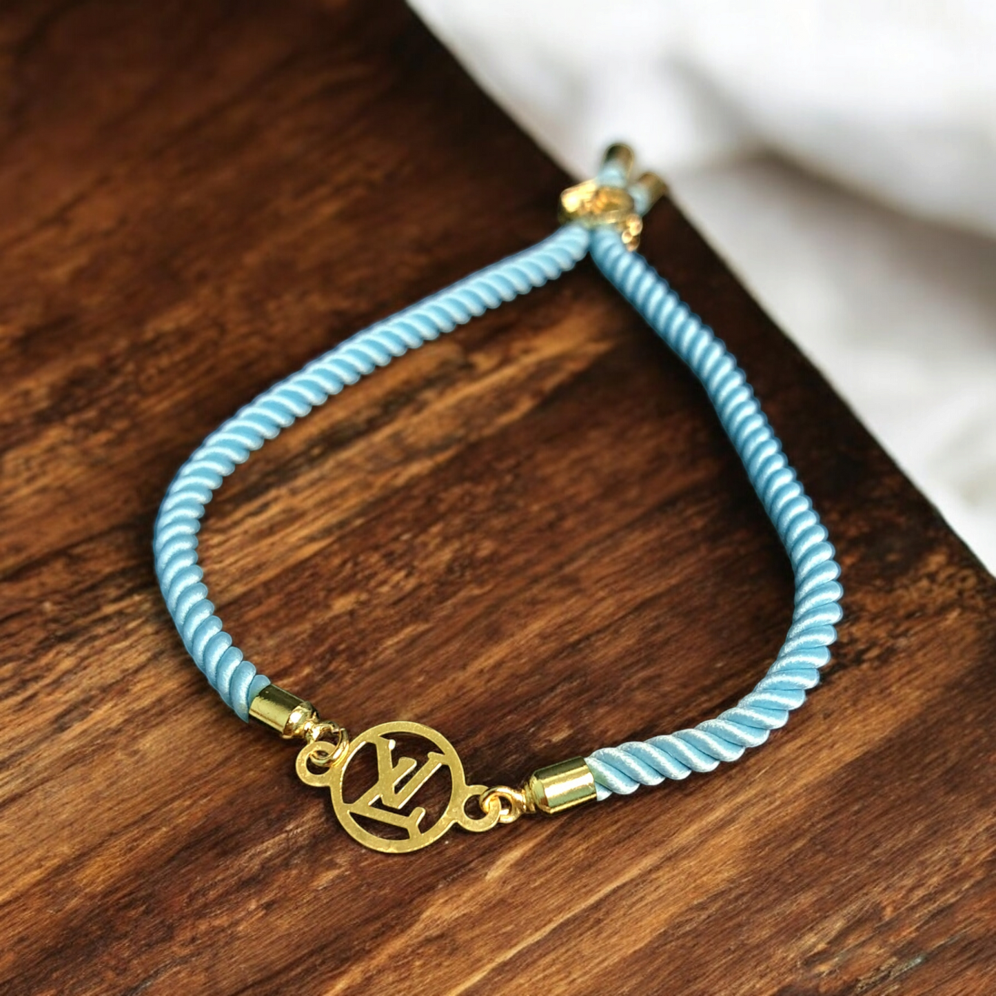 18K Pure Gold Charm Thread Adjustable Bracelet