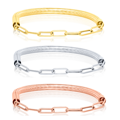 18K Pure Gold 3 Color Elastic Bangle Set