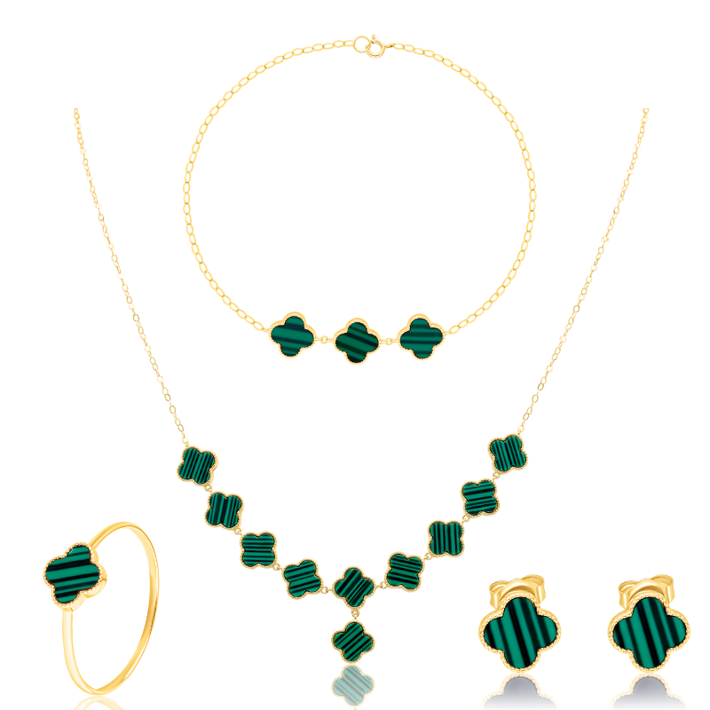 18K Pure Gold V.C Green Jewelry Set