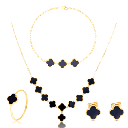 18K Pure Gold V.C Black Jewelry Set
