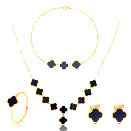 18K Pure Gold V.C Black Jewelry Set