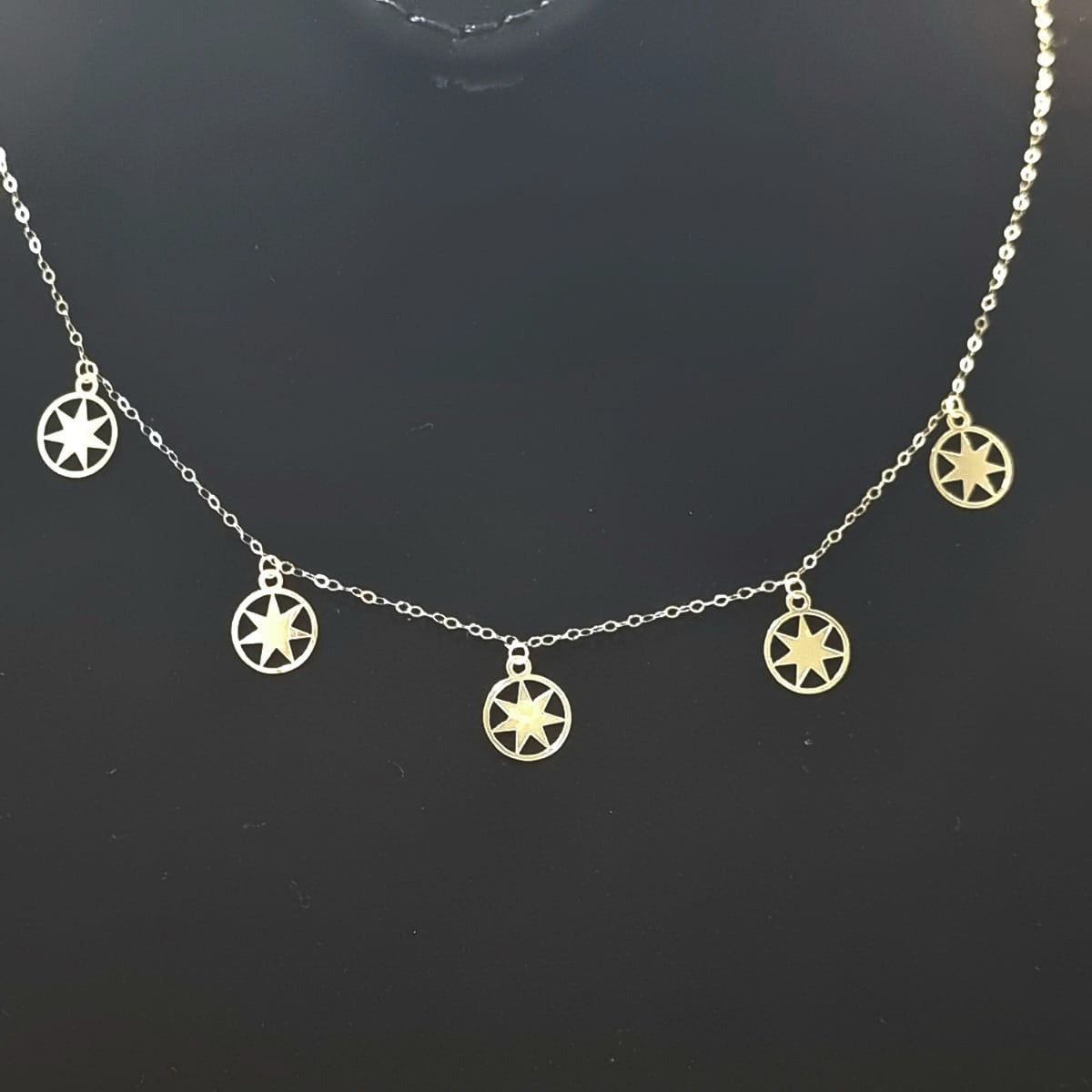 18K Pure Gold 5 Star Necklace