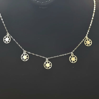 18K Pure Gold 5 Star Necklace