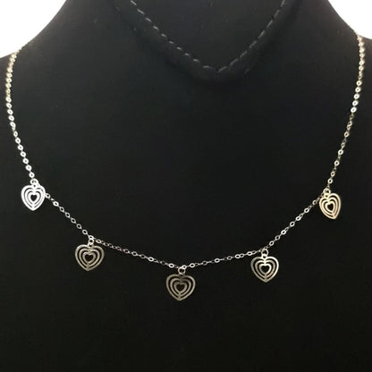18K Pure Gold 5 Heart Necklace