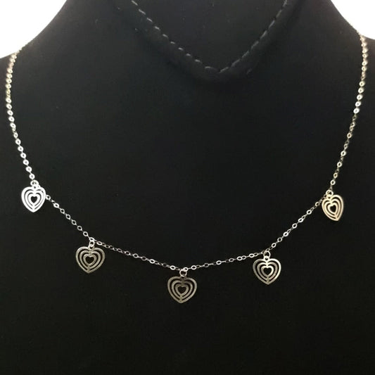 18K Pure Gold 5 Heart Necklace