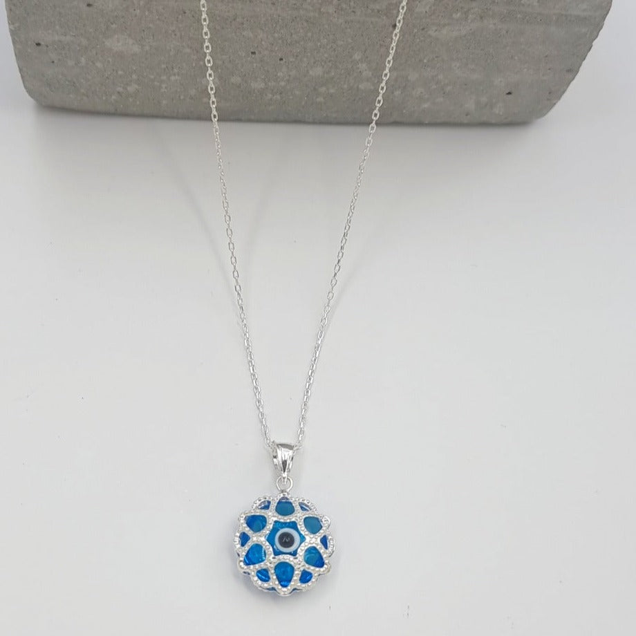 Real 925 Sterling Silver Round Heart Necklace