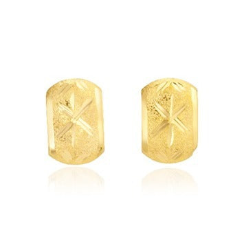 18K Pure Gold Curved Screw Earring Set