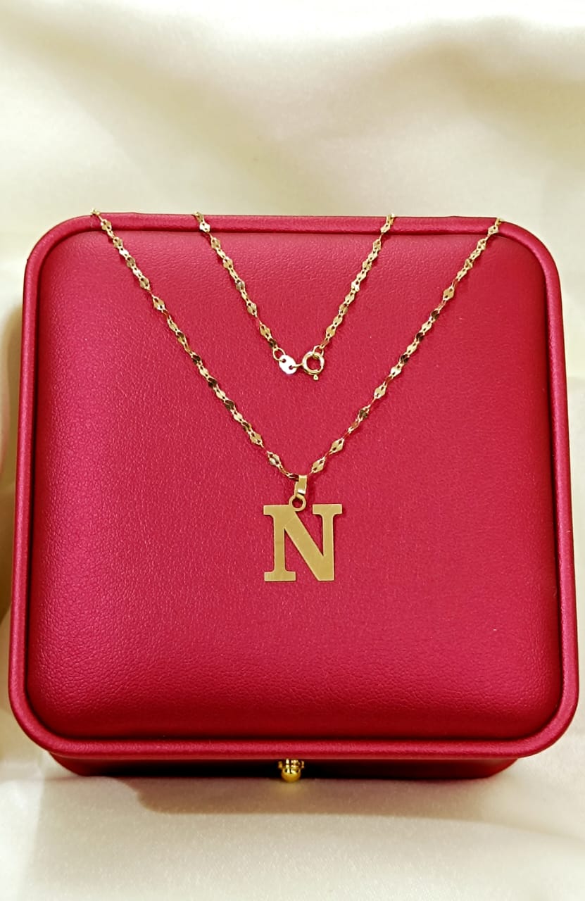 18K Pure Gold Letters Design Necklaces