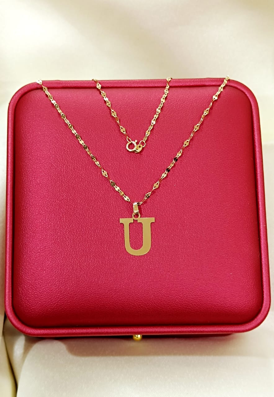 18K Pure Gold Letters Design Necklaces