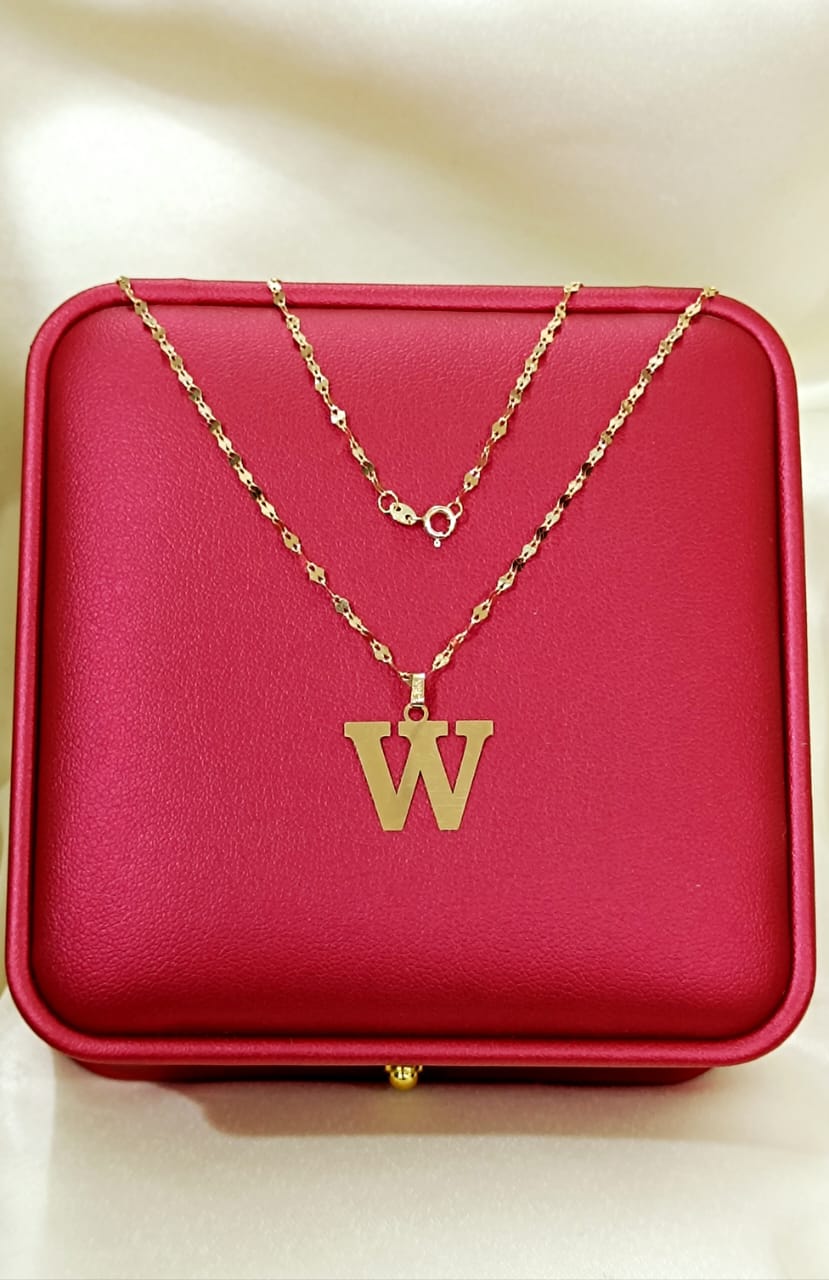 18K Pure Gold Letters Design Necklaces