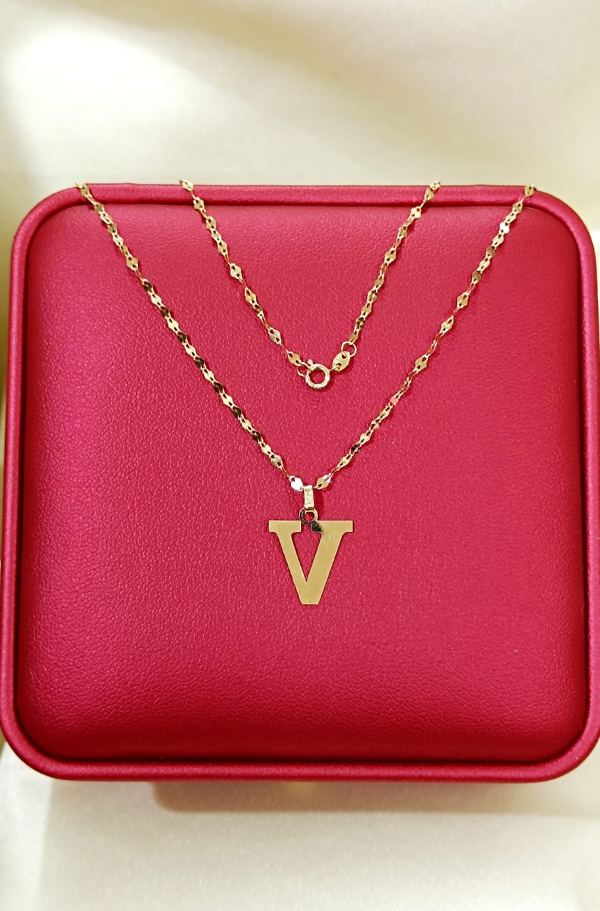 18K Pure Gold Letters Design Necklaces