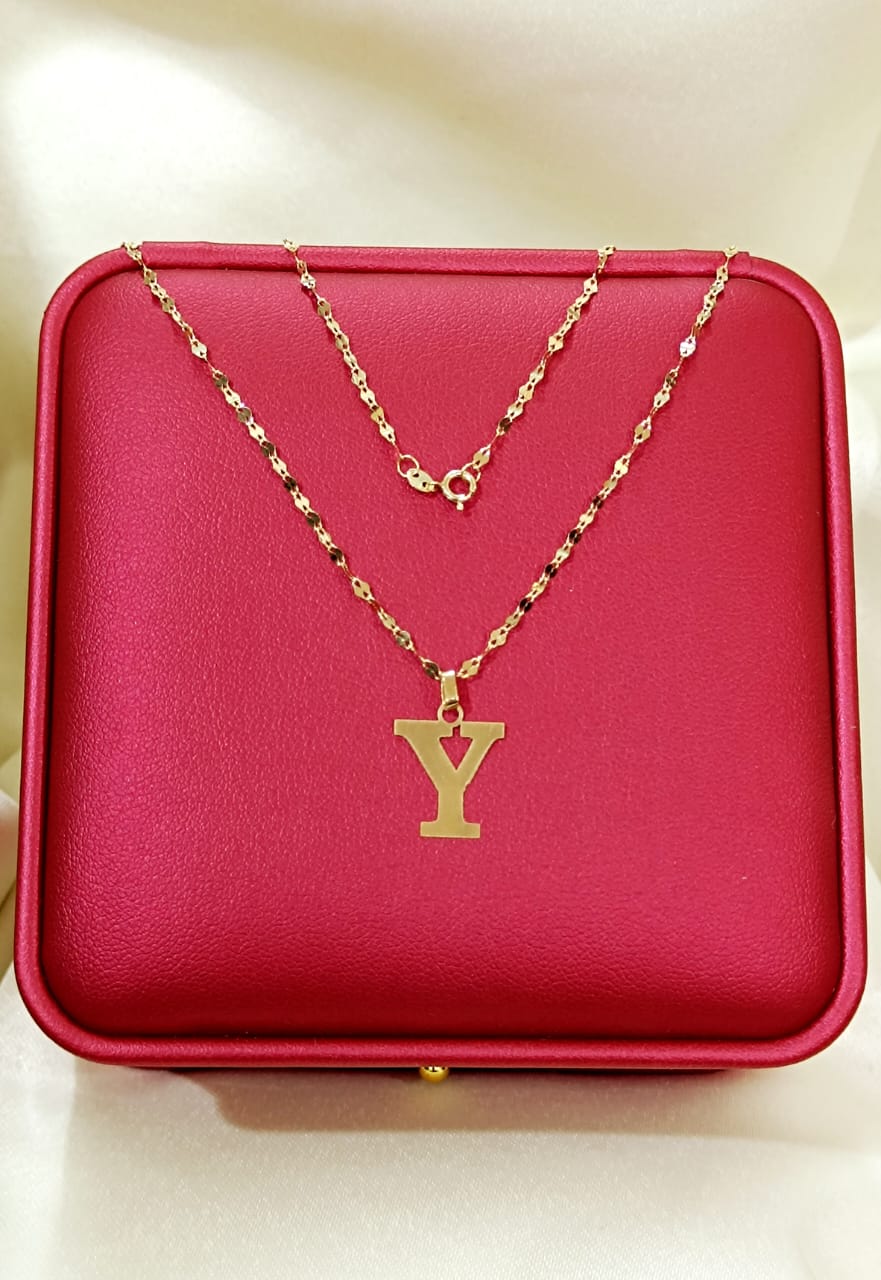 18K Pure Gold Letters Design Necklaces