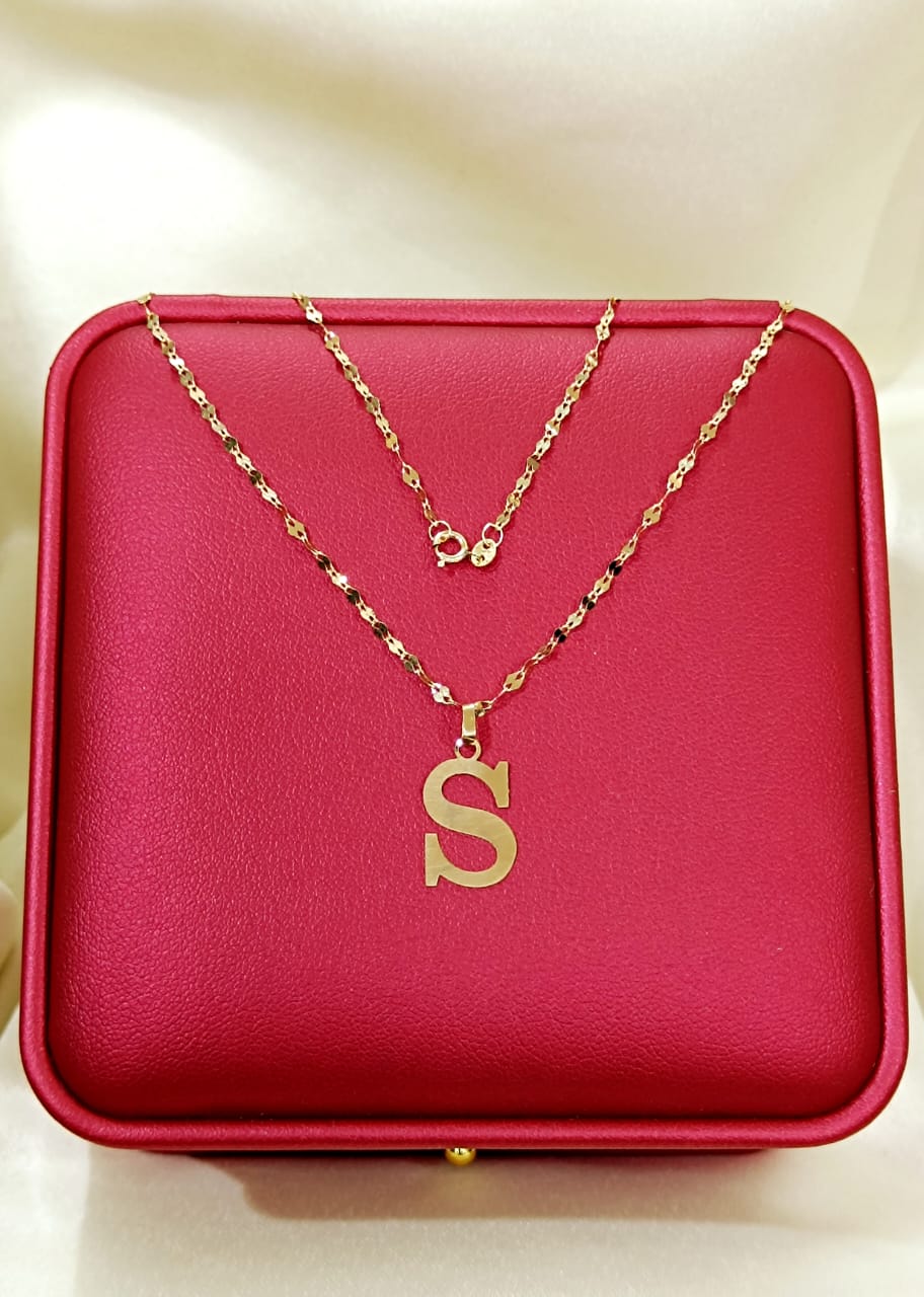 18K Pure Gold Letters Design Necklaces