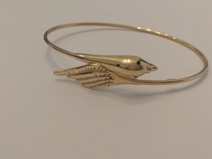 18K Pure Gold Bird Design Bangle