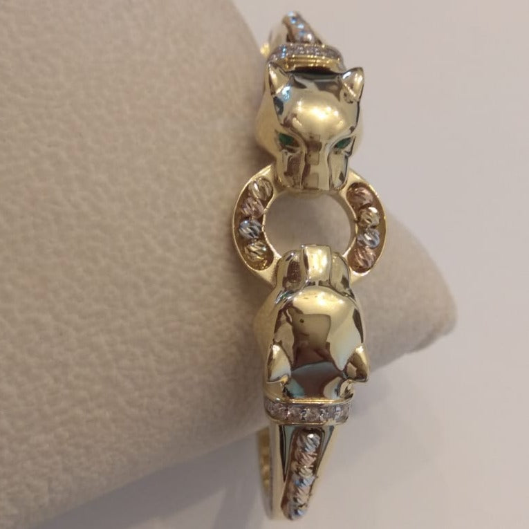 18K Pure Gold Elegant Panther Bangle