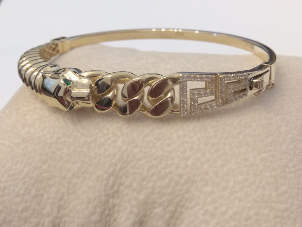 18K Pure Gold Elegant Panther Bangle