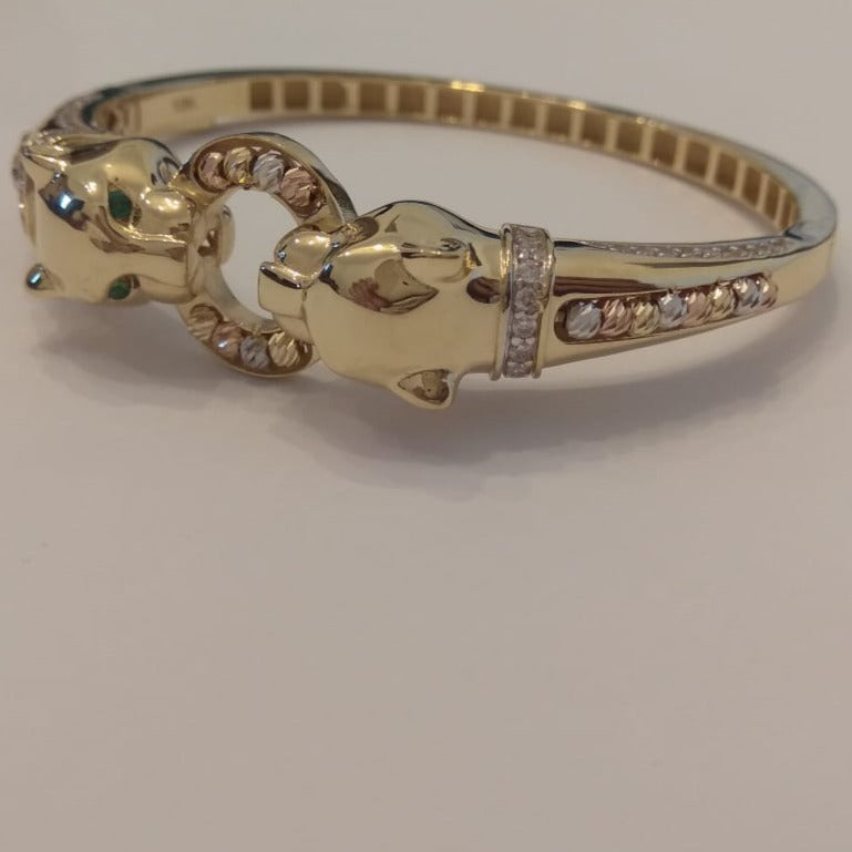 18K Pure Gold Elegant Panther Bangle