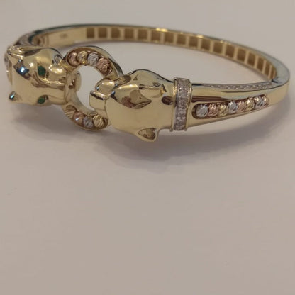 18K Pure Gold Elegant Panther Bangle
