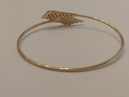18K Pure Gold Bird Design Bangle