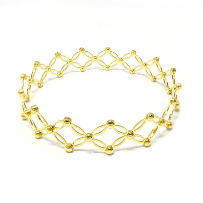 18K Pure Gold Unique Adjustable Ring Design Bangle