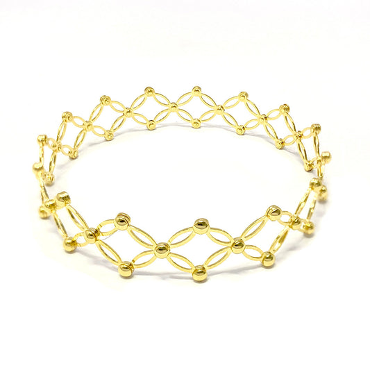 18K Pure Gold Unique Adjustable Ring Design Bangle