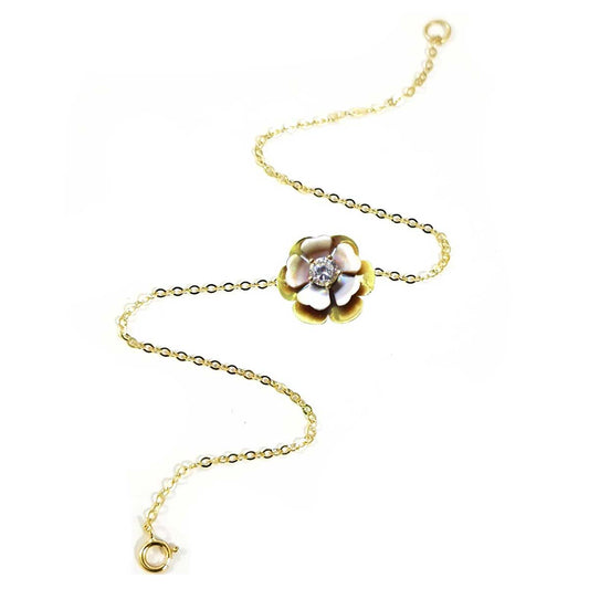 18K Pure Gold Crystal White Swarovski Bracelet | Bracelet | 18K Gold Jewelry