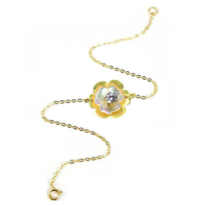 18K Pure Gold Milky White Swarovski Bracelet | Bracelet | 18K Gold Jewelry