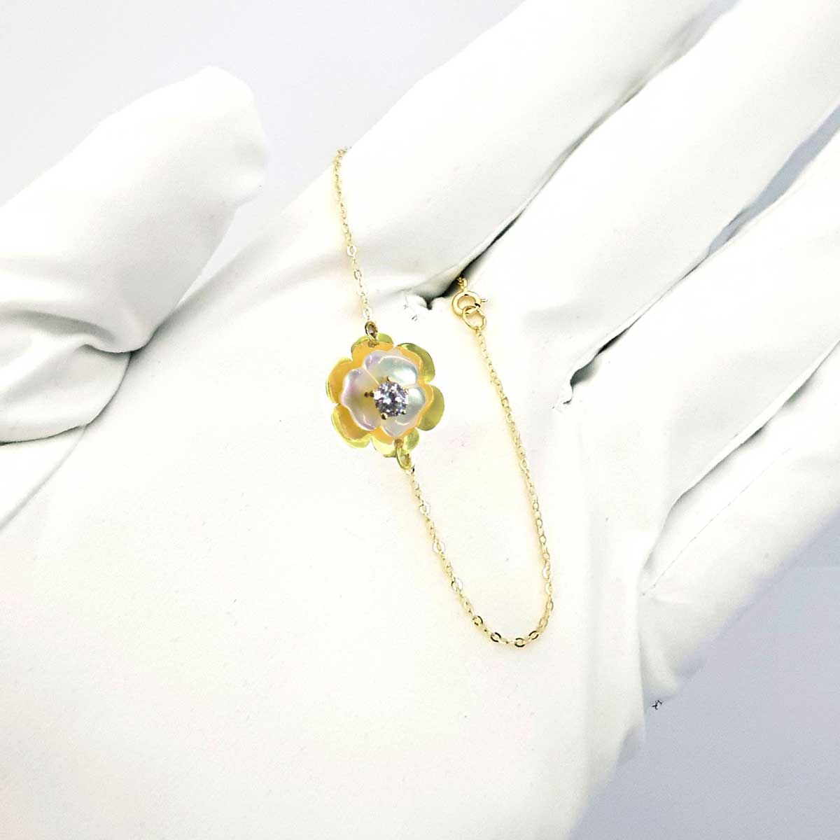 18K Pure Gold Milky White Swarovski Bracelet | Bracelet | 18K Gold Jewelry