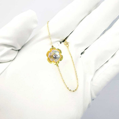 18K Pure Gold Milky White Swarovski Bracelet | Bracelet | 18K Gold Jewelry
