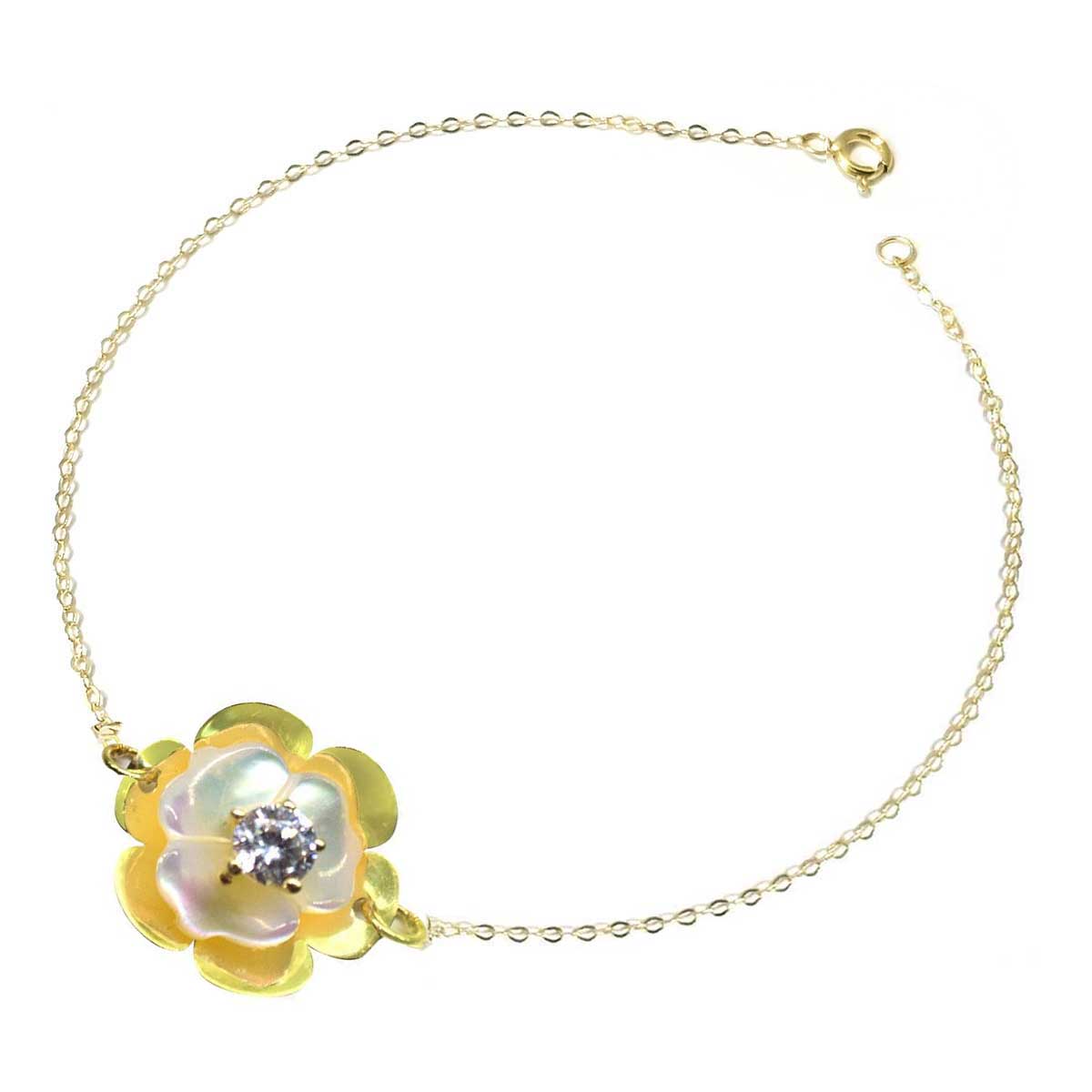 18K Pure Gold Milky White Swarovski Bracelet | Bracelet | 18K Gold Jewelry