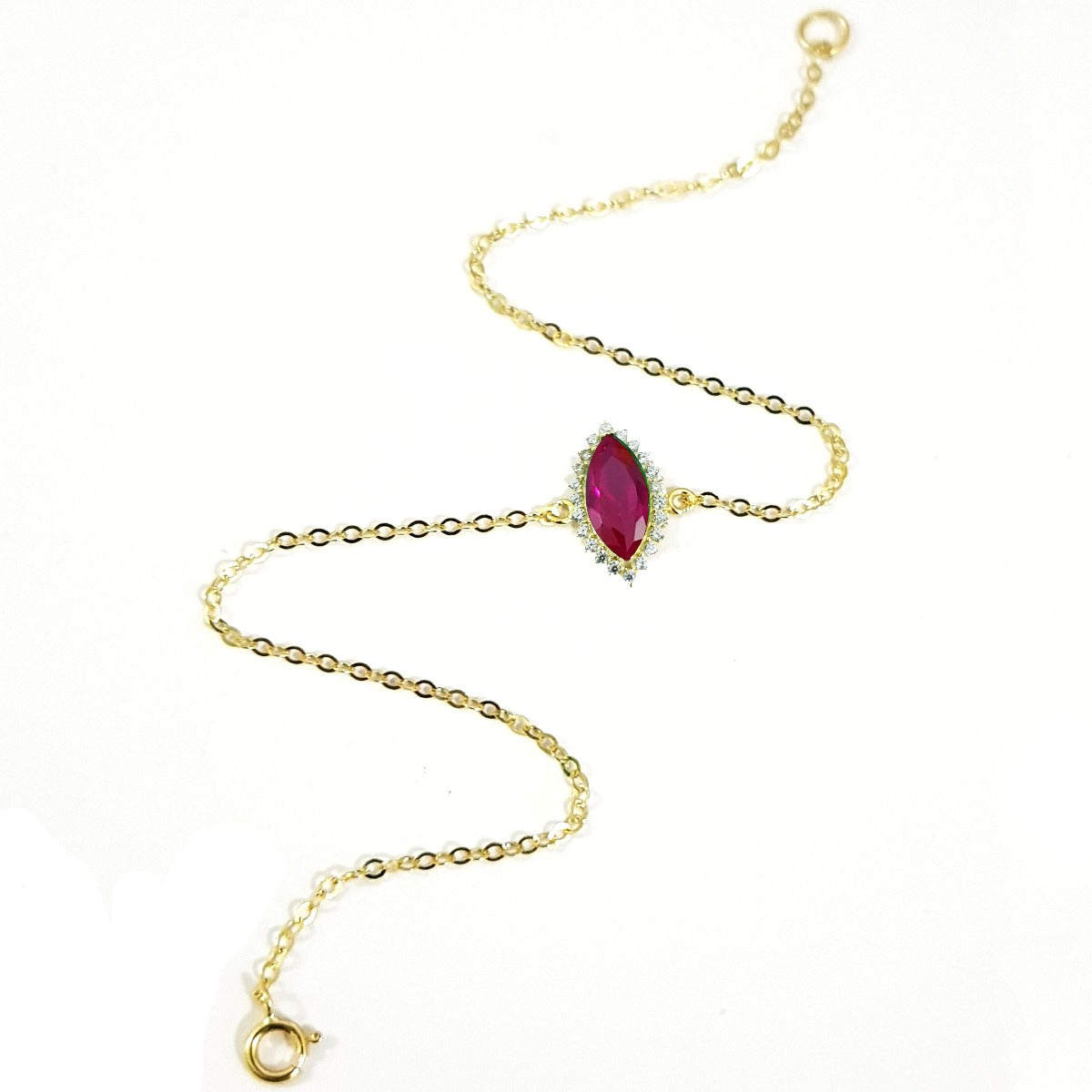 18K Pure Gold Pink Stone Bracelet | Bracelet | 18K Gold Jewelry