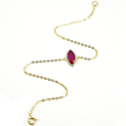 18K Pure Gold Pink Stone Bracelet | Bracelet | 18K Gold Jewelry