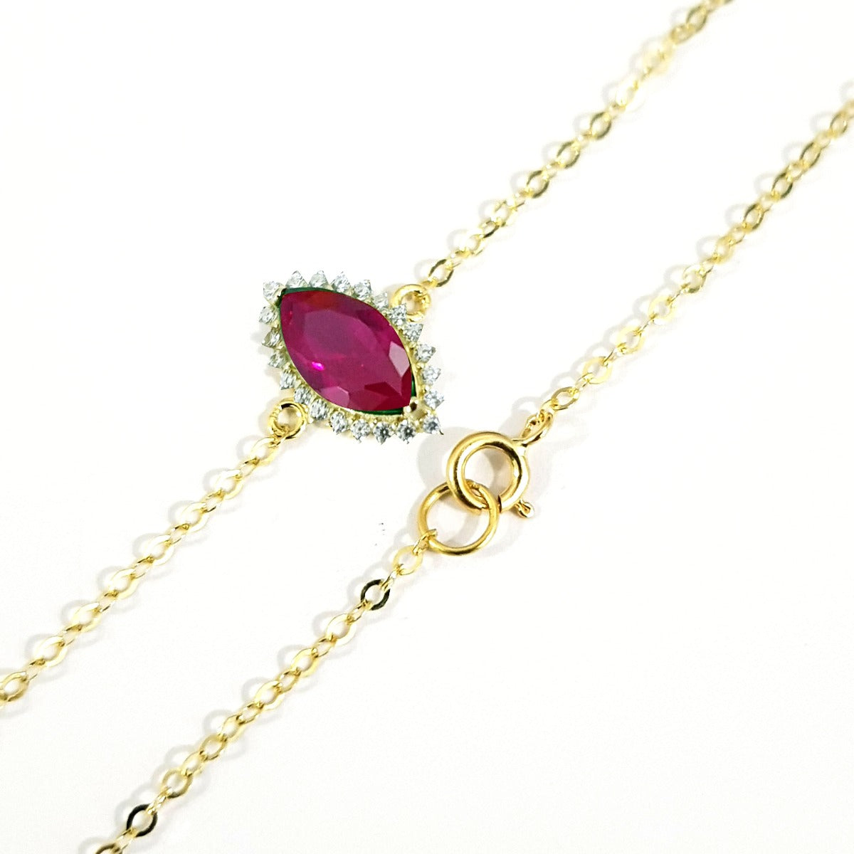 18K Pure Gold Pink Stone Bracelet | Bracelet | 18K Gold Jewelry