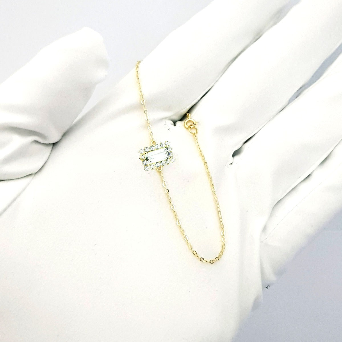 18K Pure Gold Crystal Stone Bracelet | Bracelet | 18K Gold Jewelry