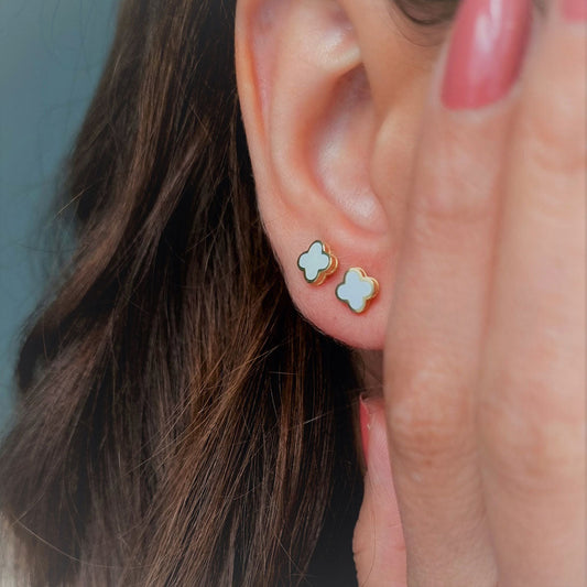 18K Pure Gold White Elegant Stud Earrings Design | Earring | 18K Gold Jewelry