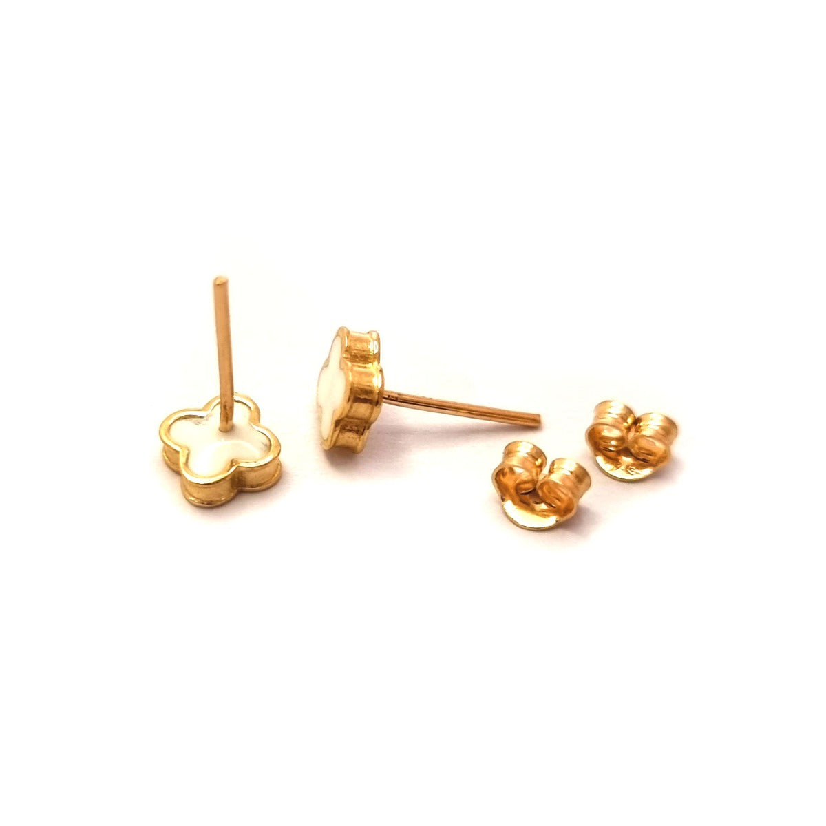 18K Pure Gold White Elegant Stud Earrings Design | Earring | 18K Gold Jewelry
